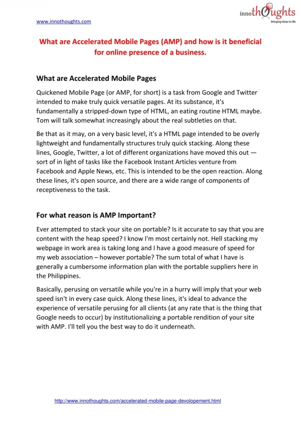 Learn about amp and how important it is for our website and online presence | Innothoughts