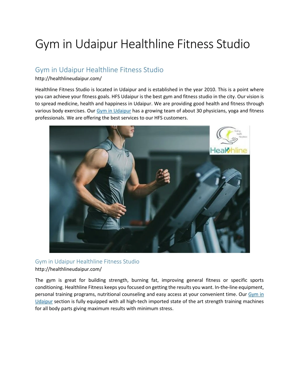 gym in udaipur healthline fitness studio