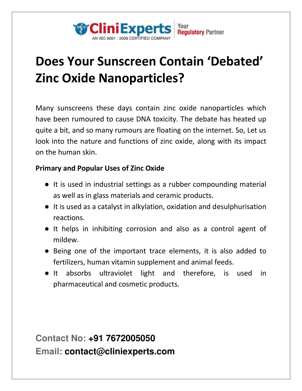 does your sunscreen contain debated zinc oxide