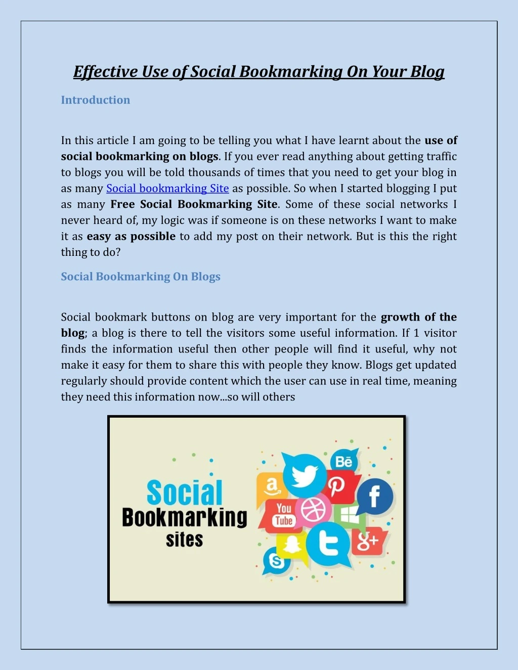 effective use of social bookmarking on your blog