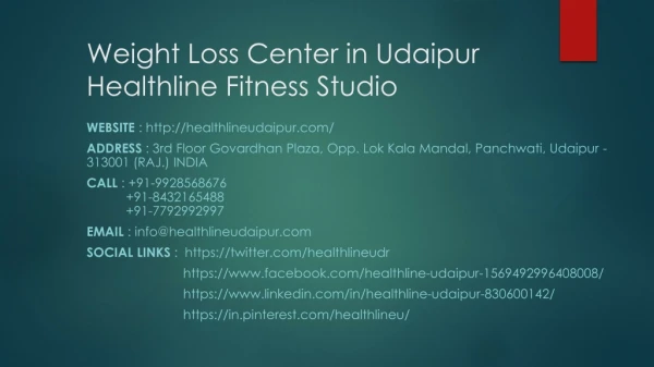 Weight Loss Center in Udaipur Healthline Fitness Studio