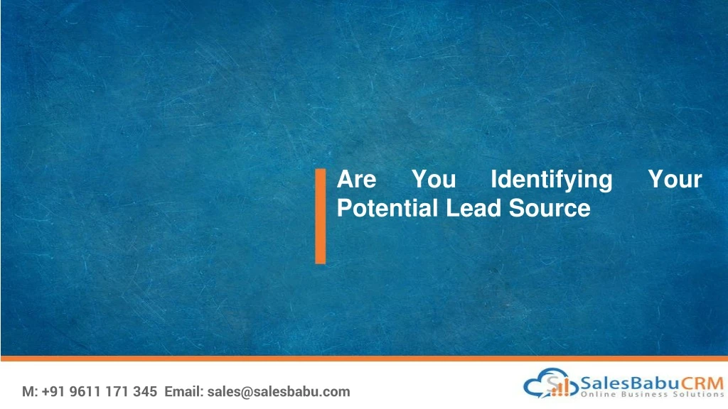 are you identifying your potential lead source