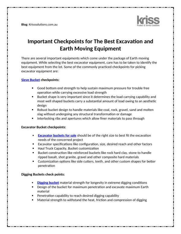 Important Checkpoints for The Best Excavation and Earth Moving Equipment