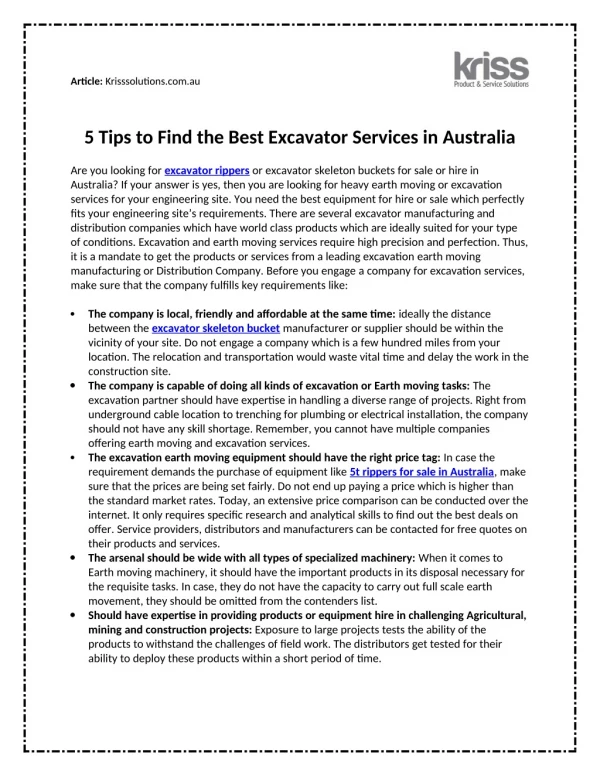 5 Tips to Find the Best Excavator Services in Australia