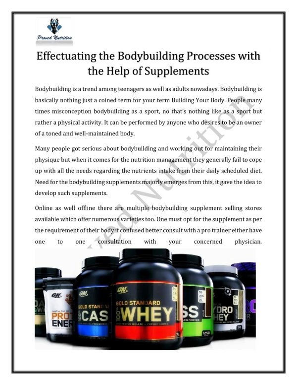 Effectuating the Bodybuilding Processes with the Help of Supplements