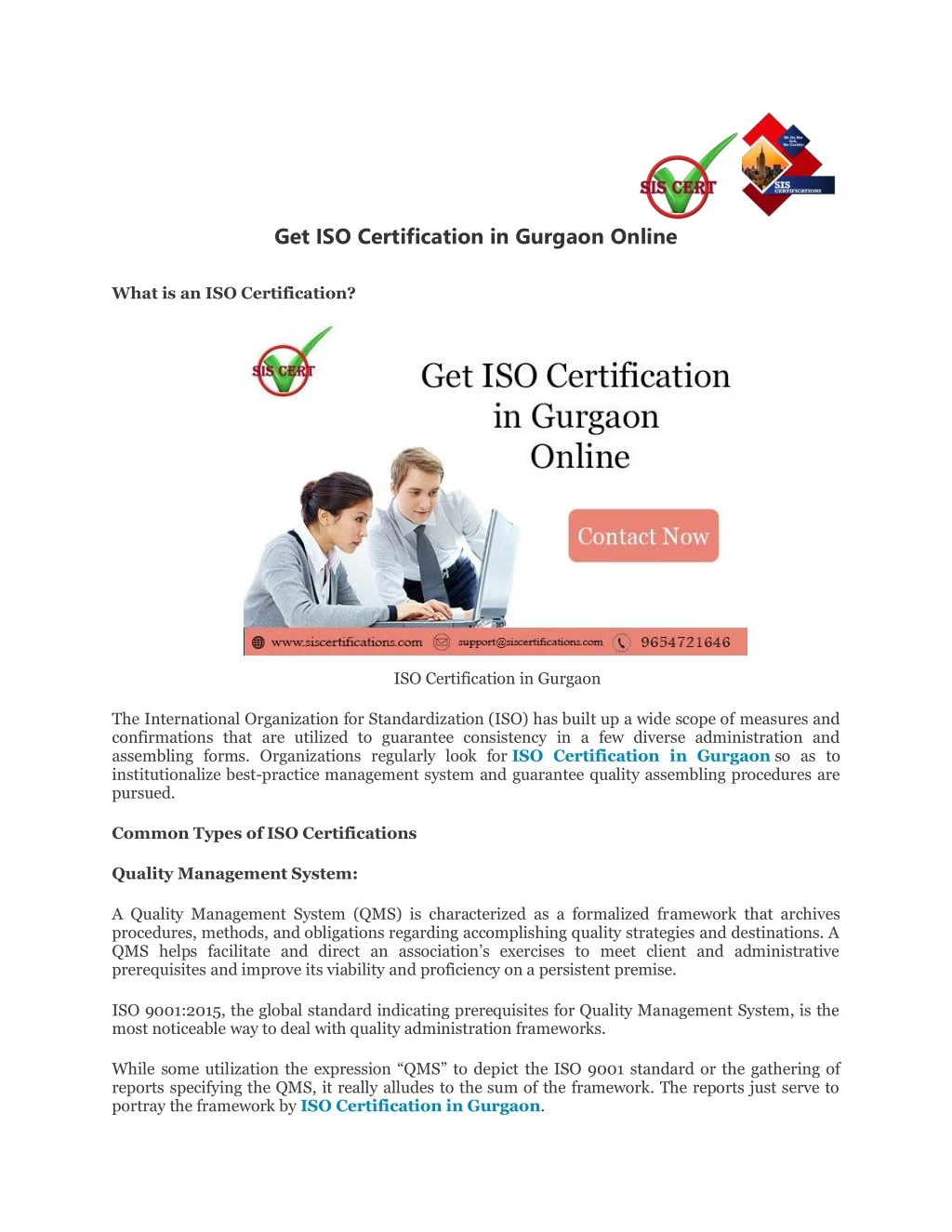 get iso certification in gurgaon online