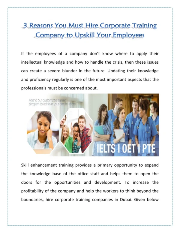 3 Reasons You Must Hire Corporate Training Company to Upskill Your Employees