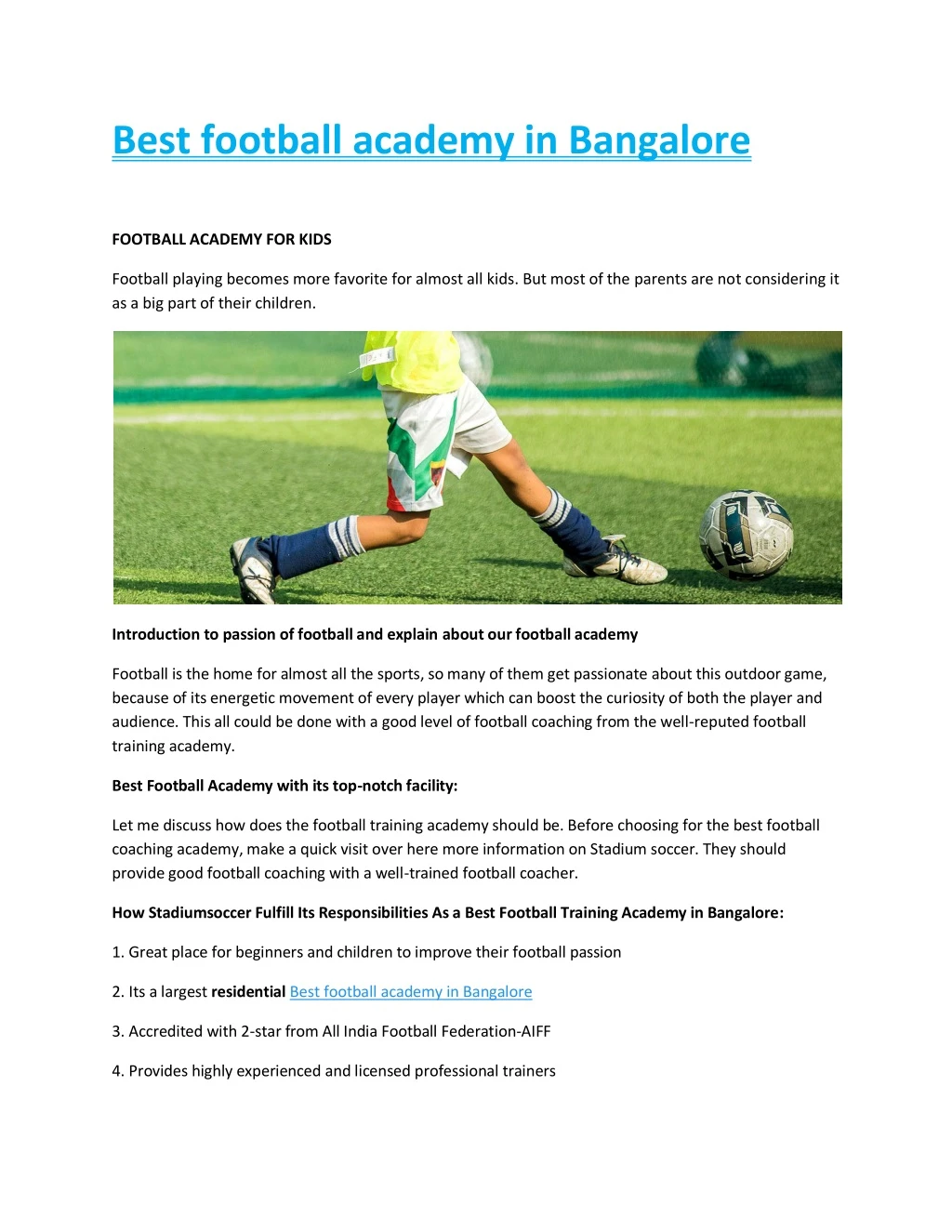 best football academy in bangalore