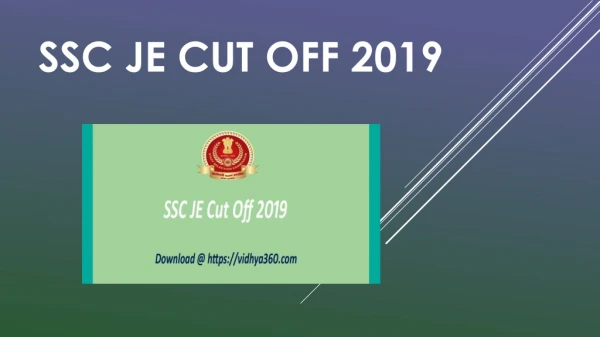 ssc je cut off 2019