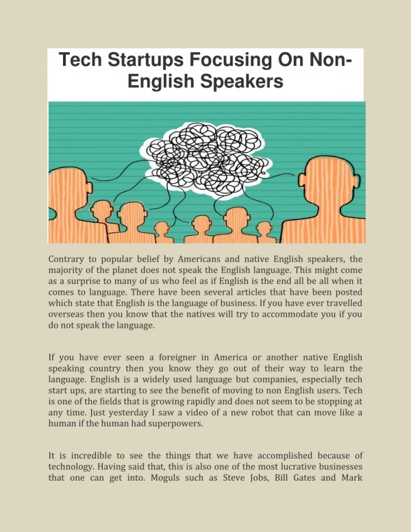 Tech Startups Focusing On Non-English Speakers