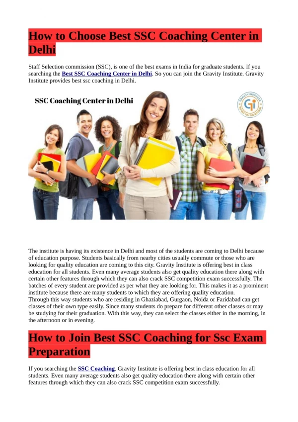 How to Choose Best SSC Coaching Center in Delhi