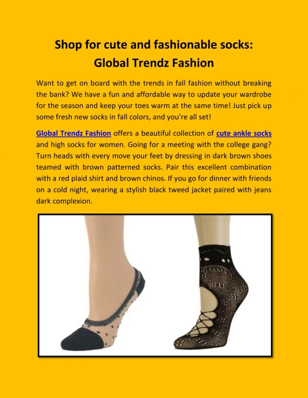 Cute High and Ankle Socks Online from Global Trendz Fashion