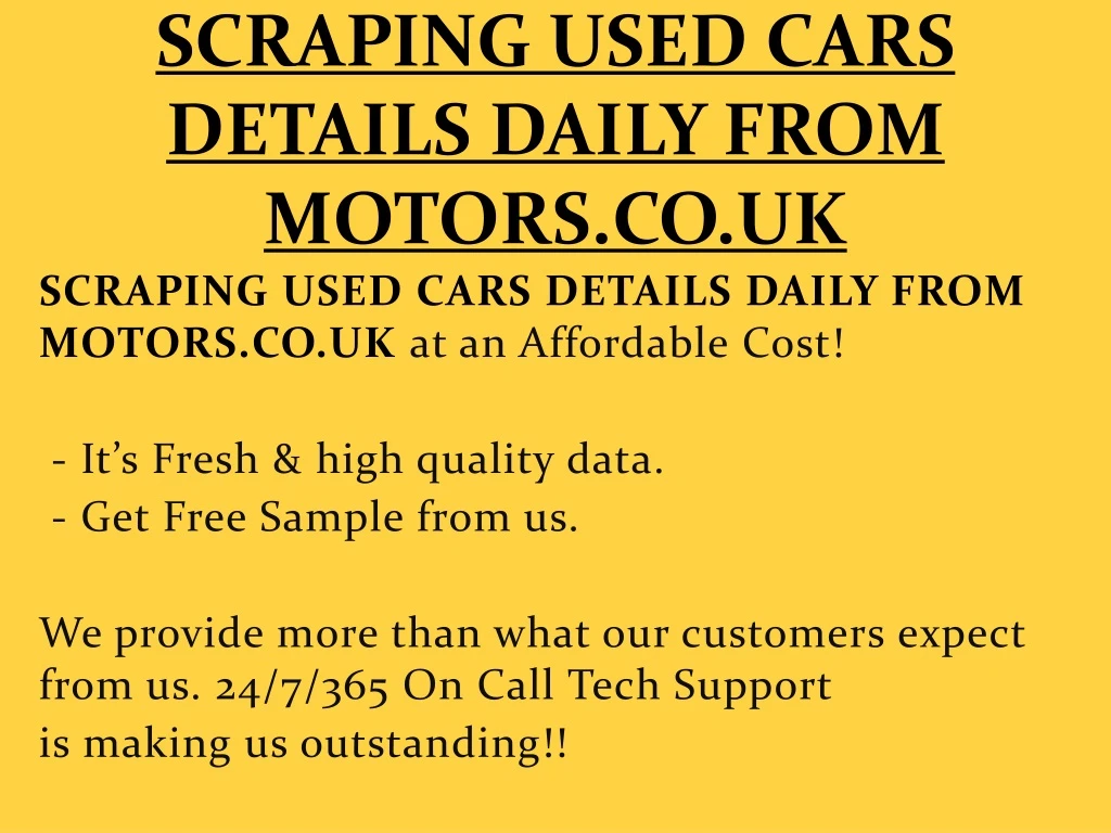 scraping used cars details daily from motors co uk