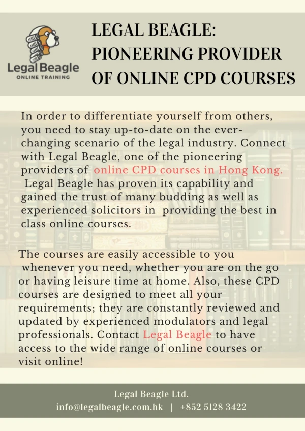 Legal Beagle: Pioneering Provider of Online CPD Courses