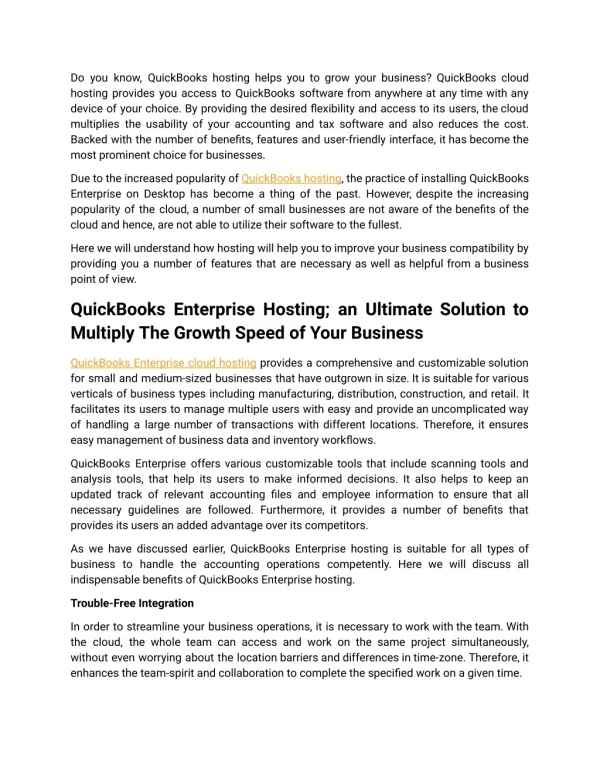 QuickBooks Enterprise Hosting 2019