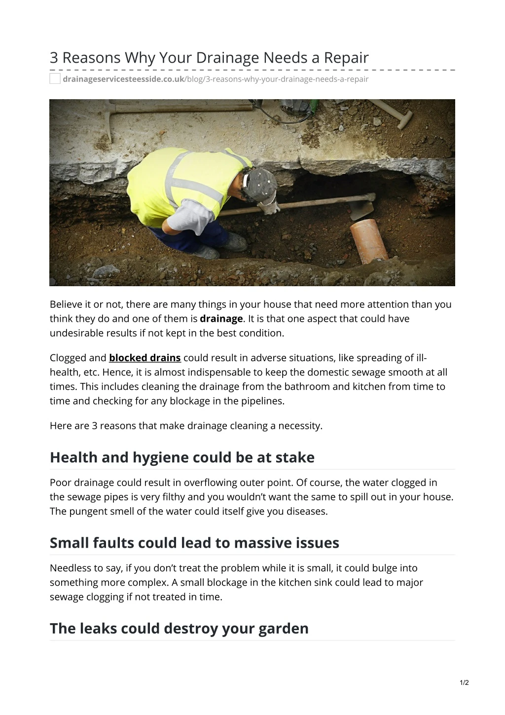 3 reasons why your drainage needs a repair