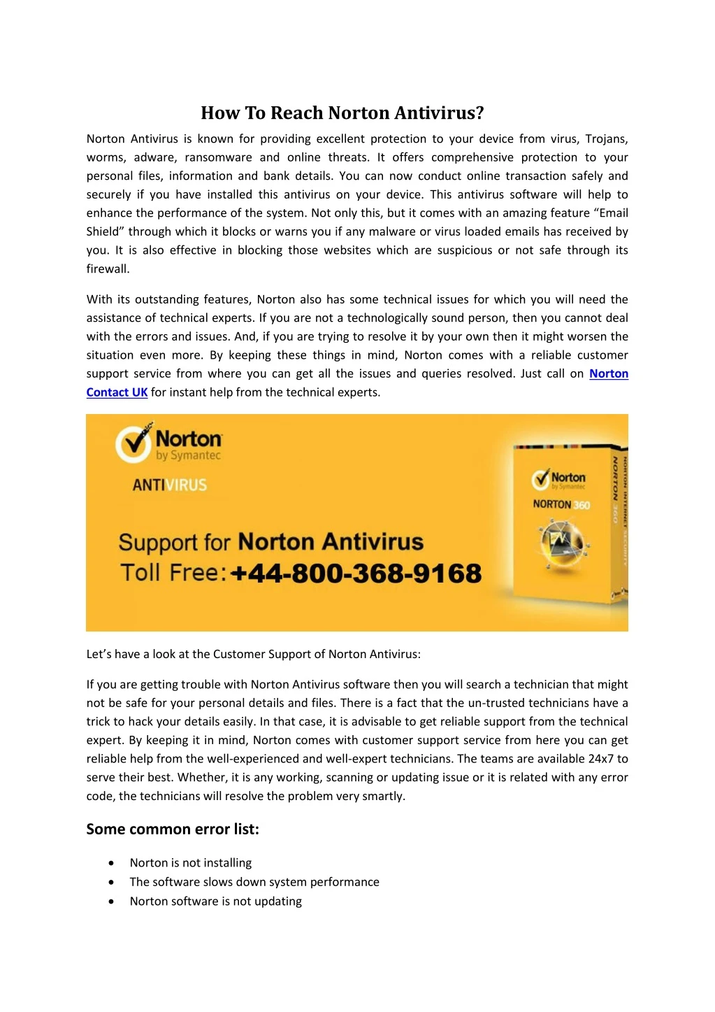 how to reach norton antivirus