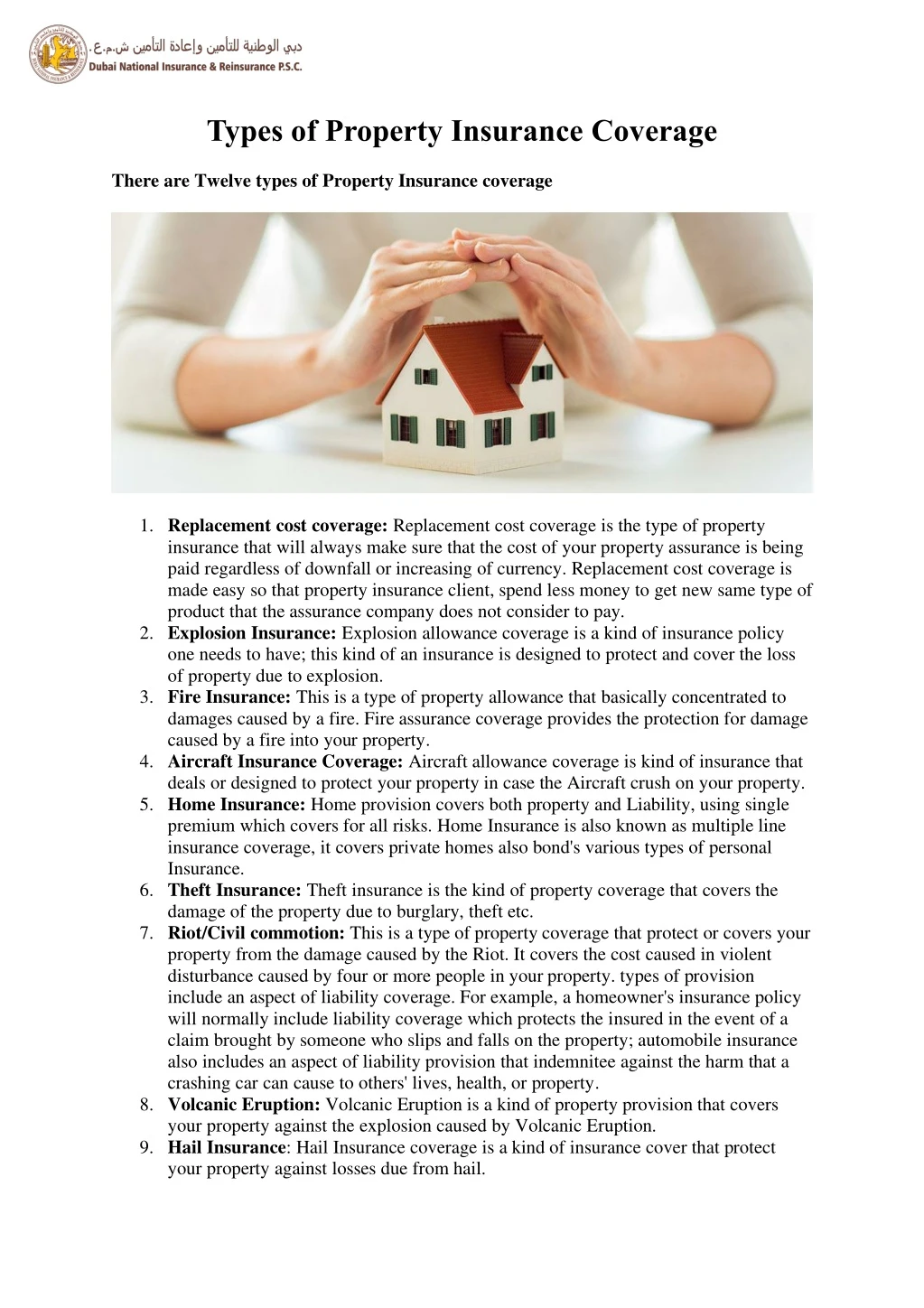types of property insurance coverage