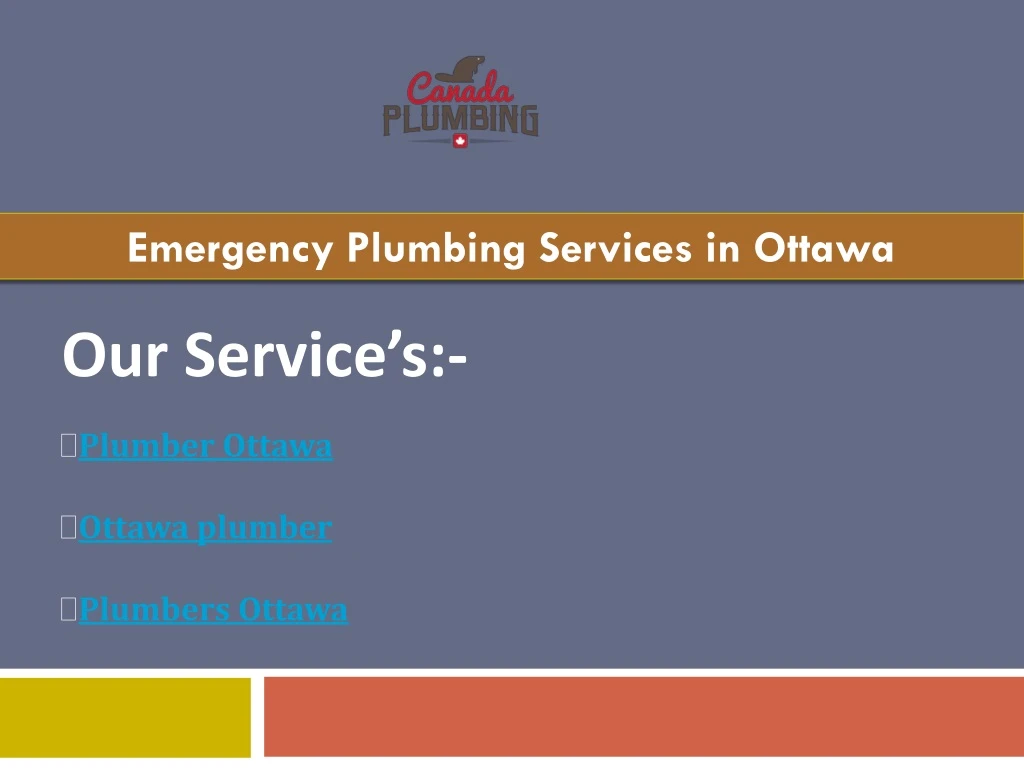 emergency plumbing services in ottawa