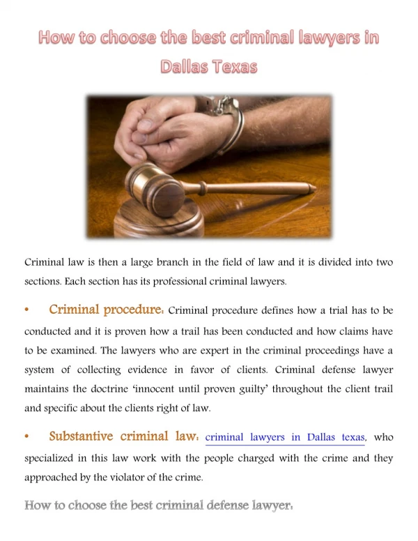How to choose the best criminal lawyers in Dallas Texas