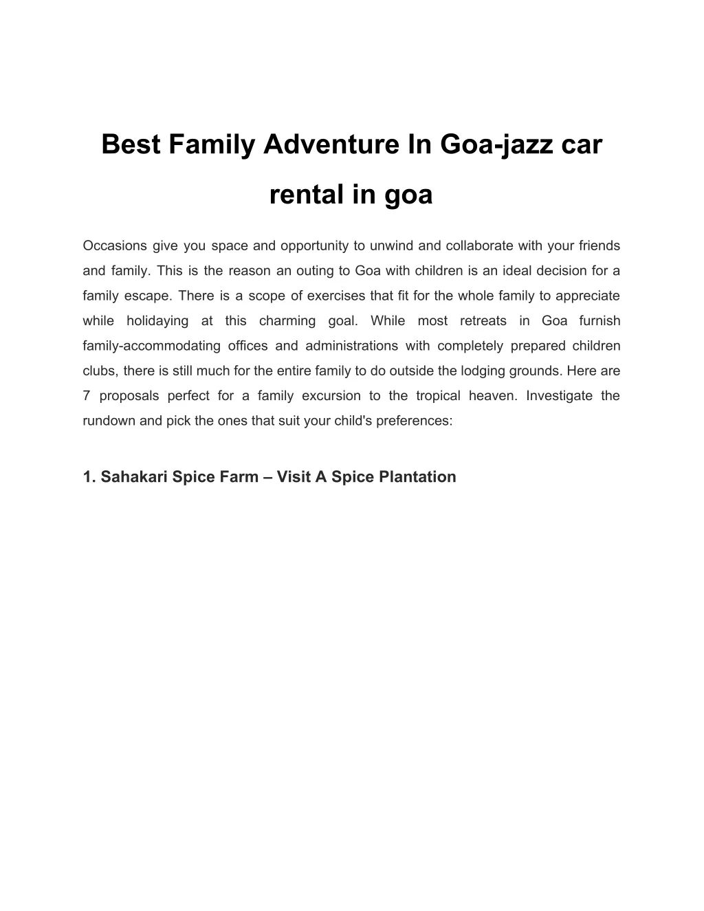 best family adventure in goa jazz car