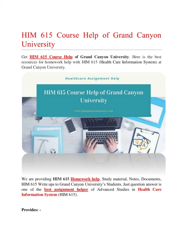 HIM 615 Course Help of Grand Canyon University