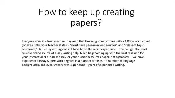 How to keep up creating papers