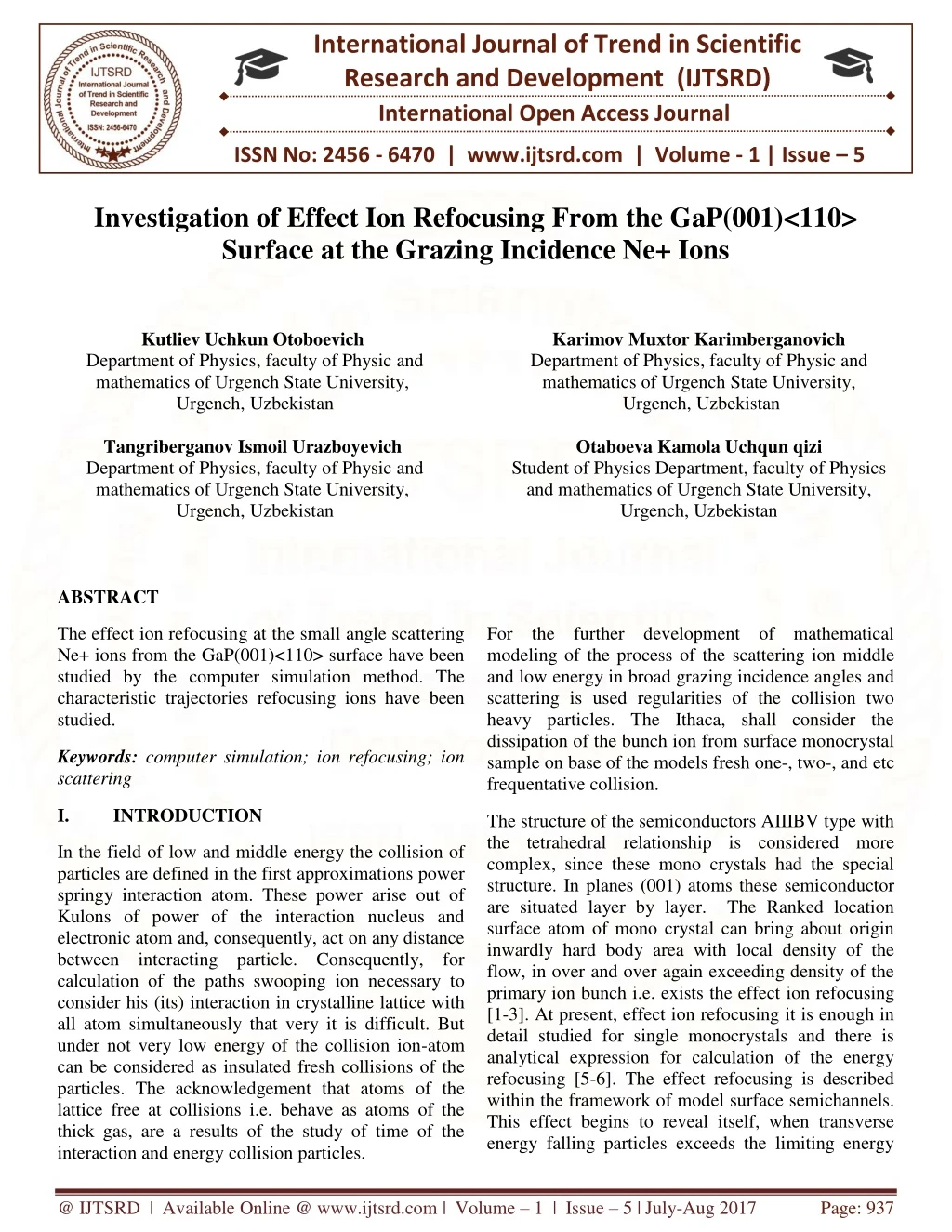 international journal of trend in scientific