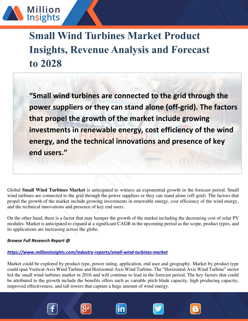 small wind turbines market product insights