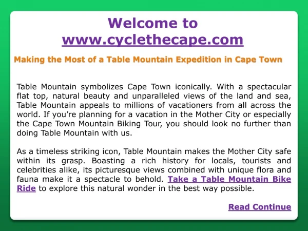 Table Mountain Bike Ride