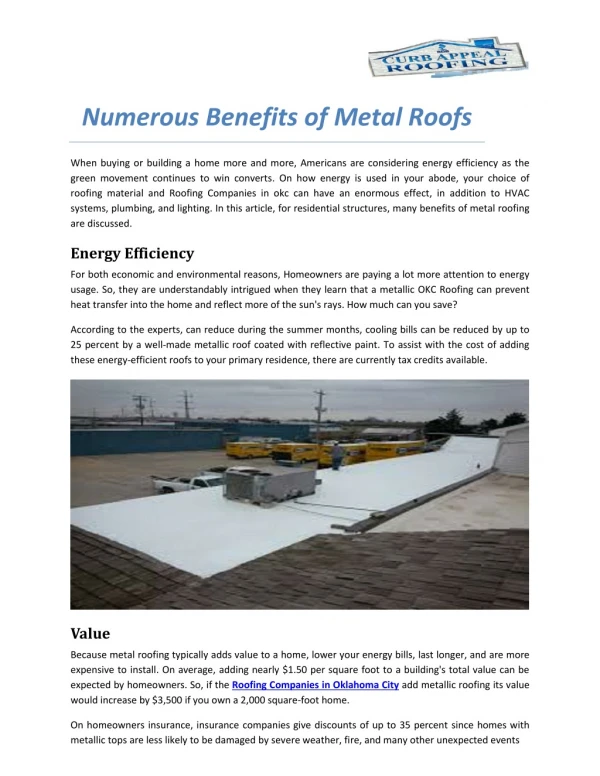 Numerous Benefits of Metal Roofs