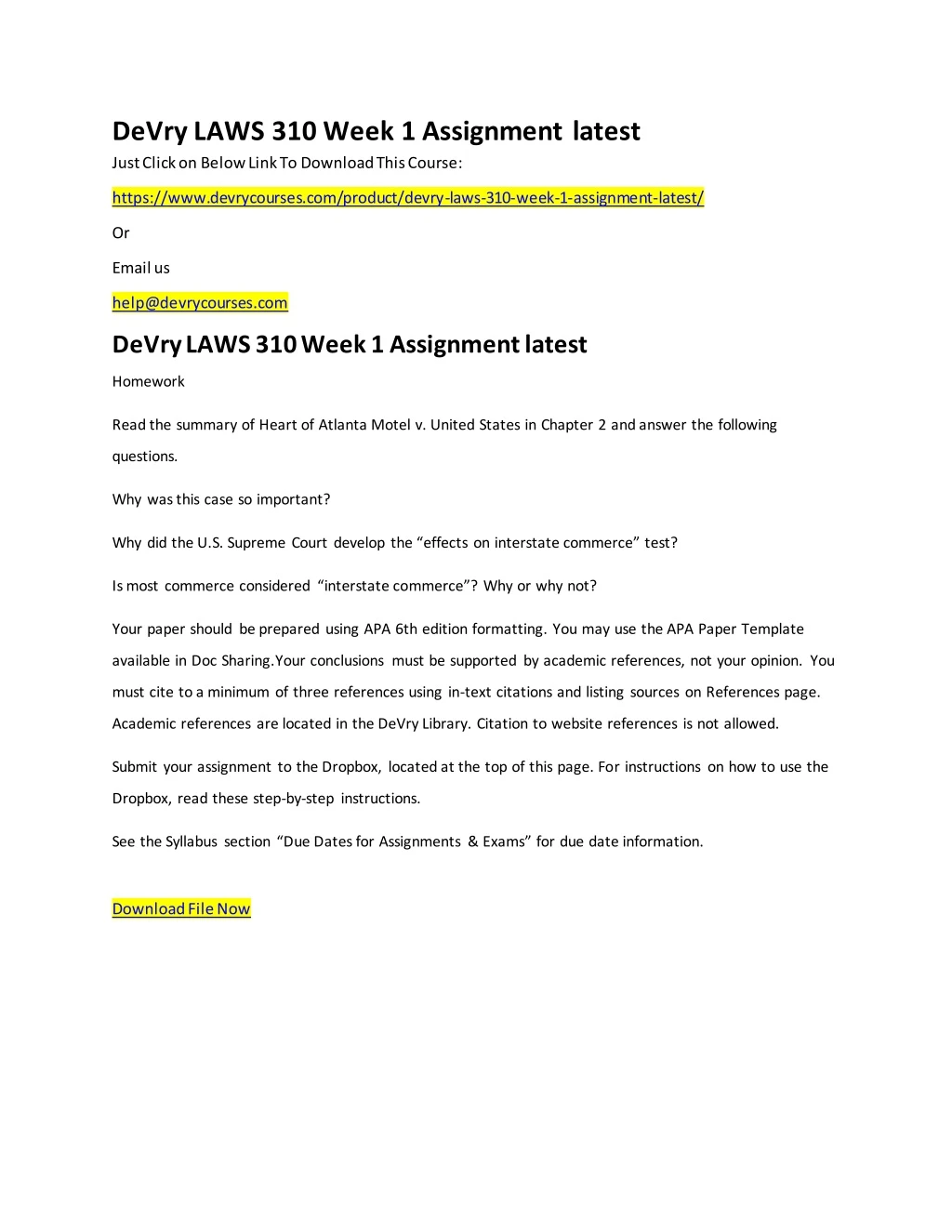 devry laws 310 week 1 assignment latest just