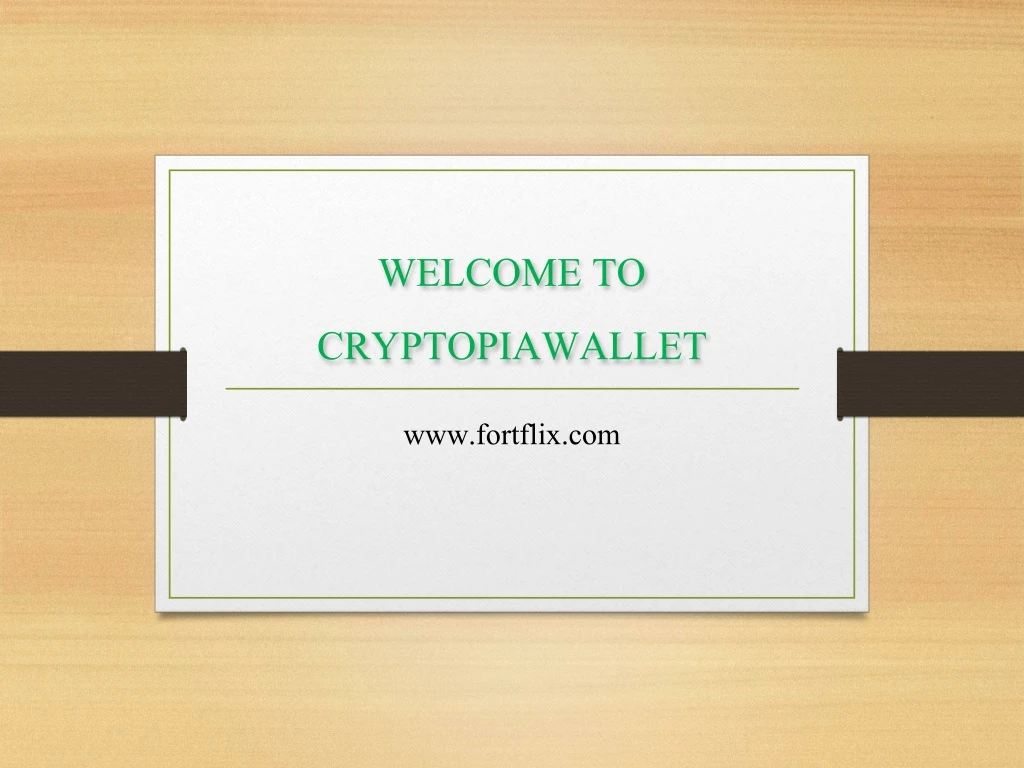welcome to cryptopiawallet