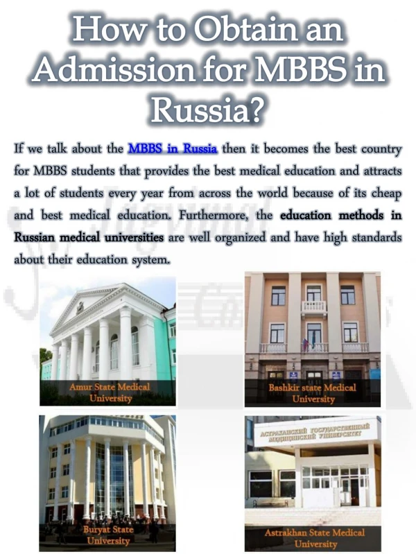 How to Obtain an Admission for MBBS in Russia?