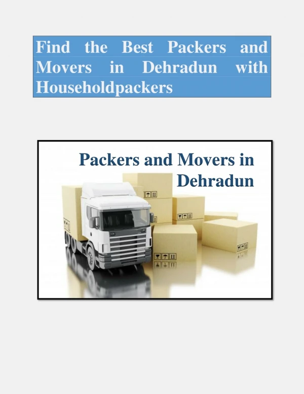 Packers and Movers in Dehradun with Householdpackers