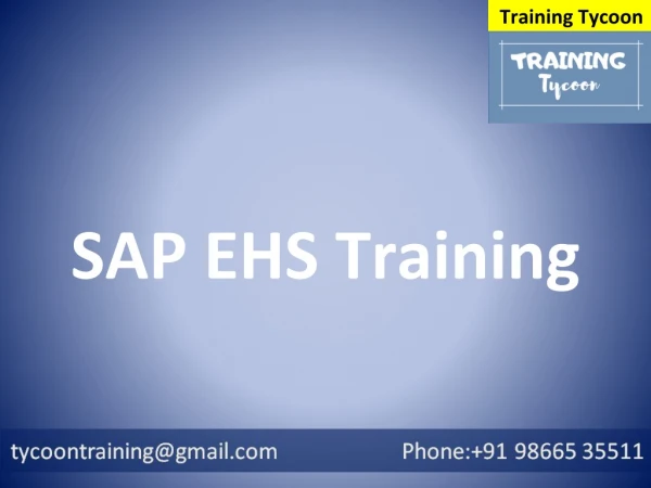 SAP EHS Training | Best SAP EHS Online Training from India - TT