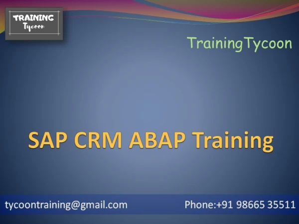 SAP CRM ABAP Training | SAP CRM ABAP Online Training in India - TT