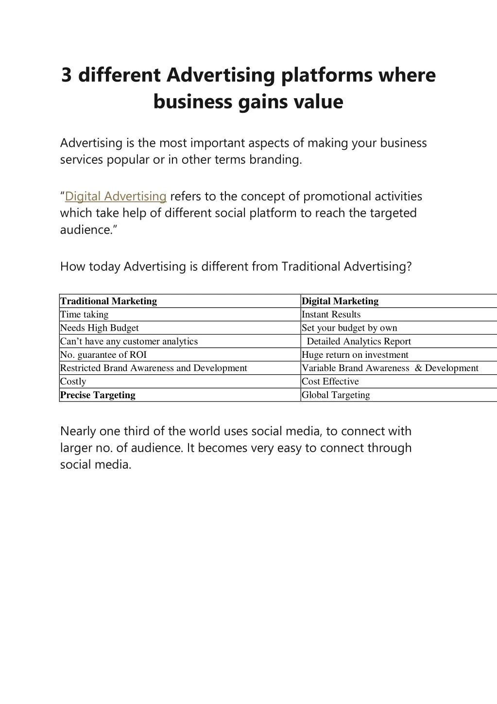 3 different advertising platforms where business