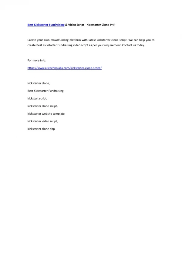 best kickstarter fundraising video script
