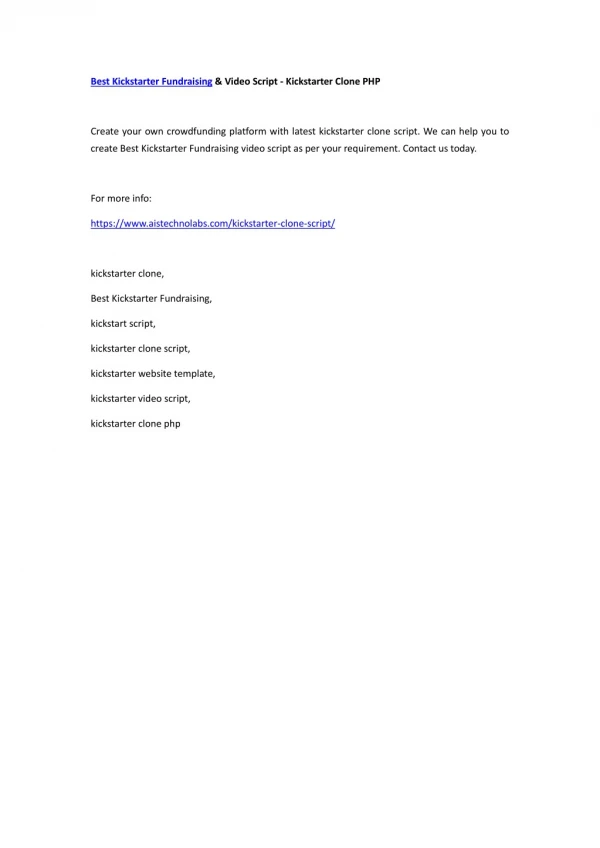Best Kickstarter Fundraising & Video Script - Kickstarter Clone PHP