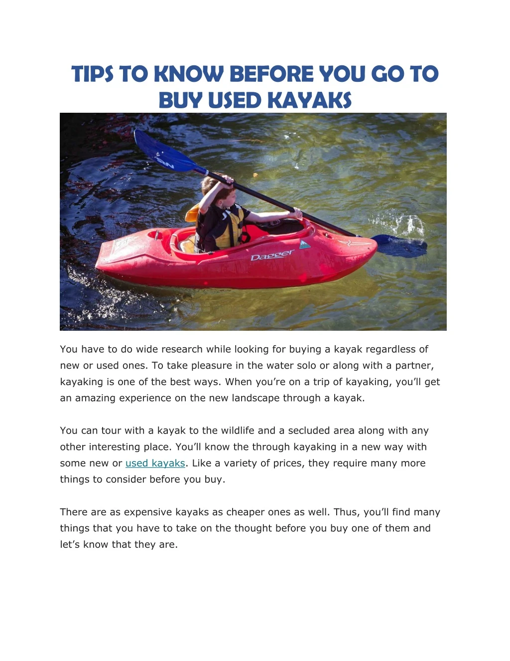tips to know before you go to buy used kayaks