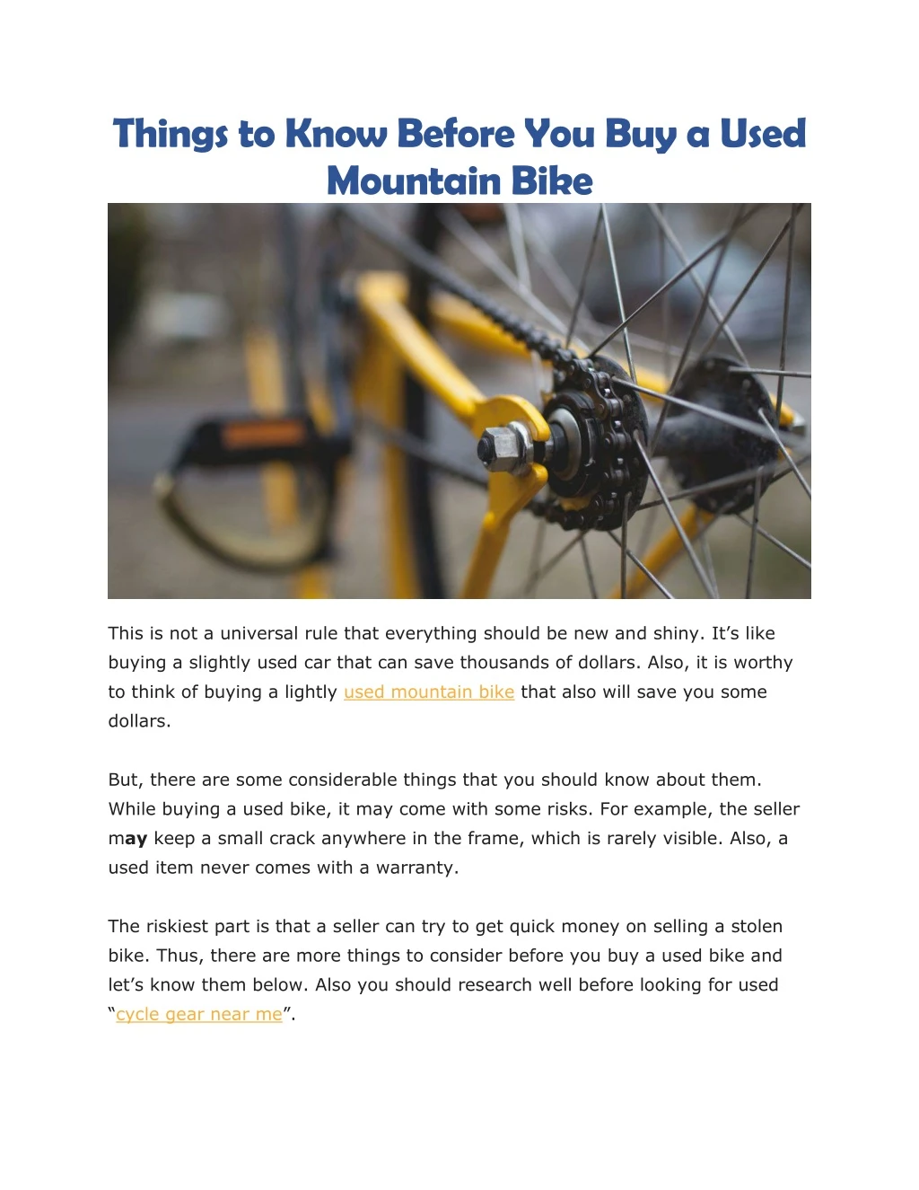 things to know before you buy a used mountain bike