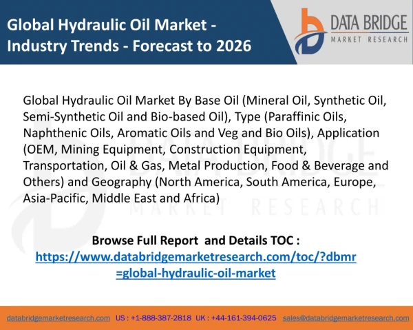 Global Hydraulic Oil Market – Industry Trends and Forecast to 2026