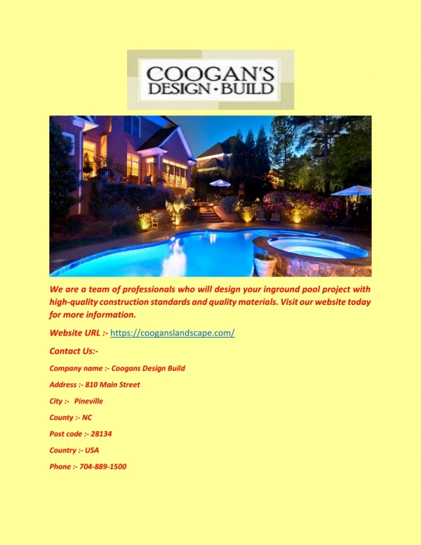 Coogans Design Build - Inground Pools Charlotte, NC