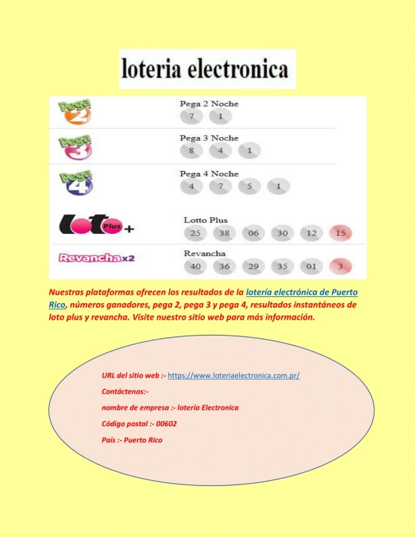 loteriaelectronica.com.pr - Resultados de la lotería electrónica de puerto rico