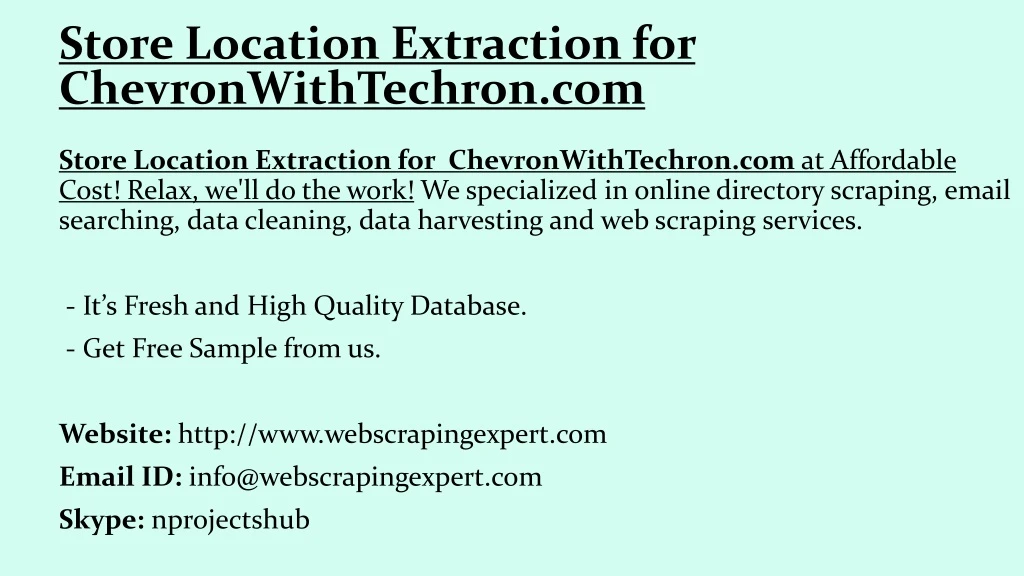 store location extraction for chevronwithtechron com