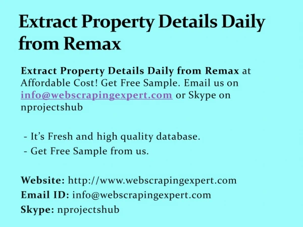 e xtract property details daily from remax