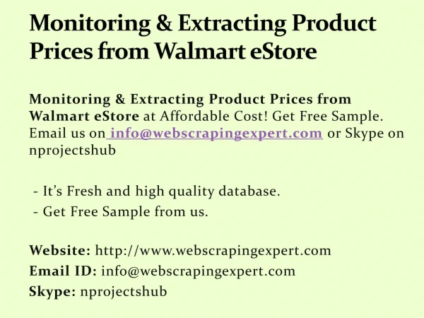 Monitoring & Extracting Product Prices from Walmart eStore