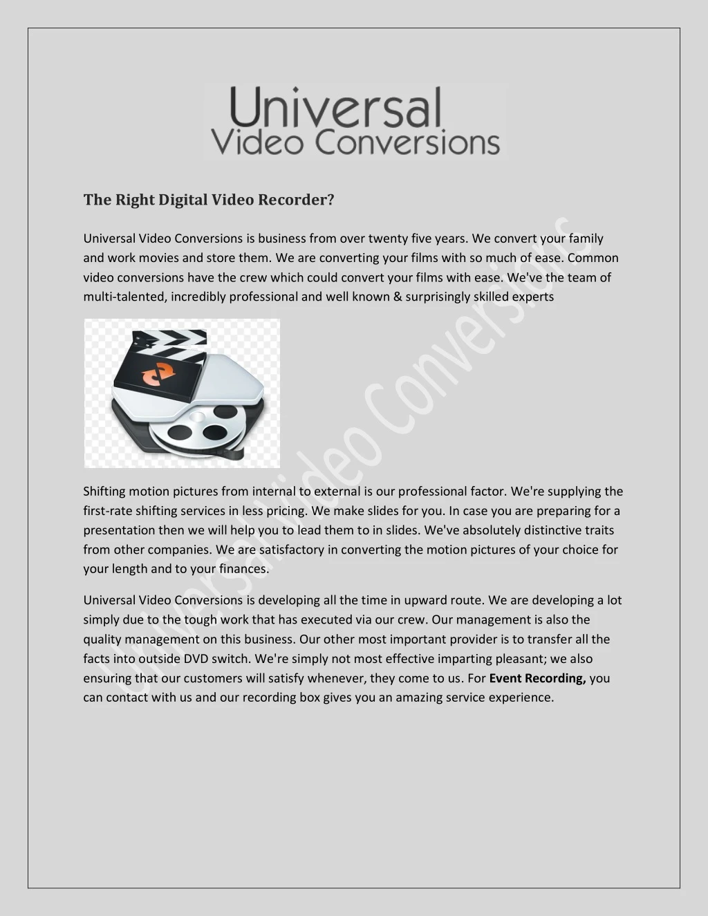 the right digital video recorder universal video