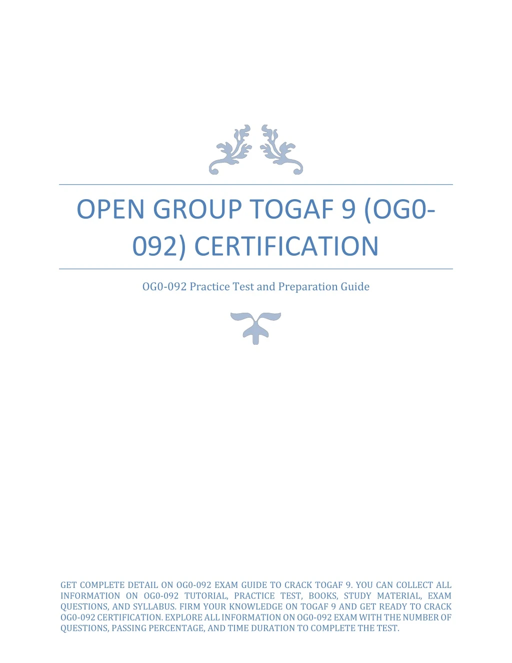 open group togaf 9 og0 092 certification